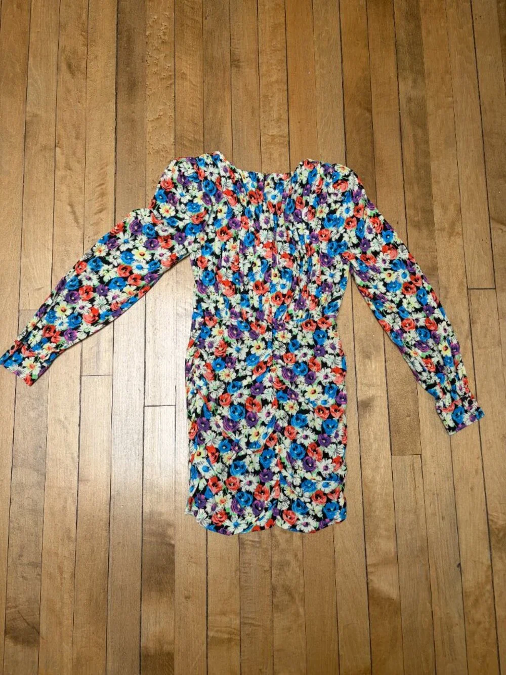 Floral Long Sleeve Ruched Mini Dress - Picture 4 of 4